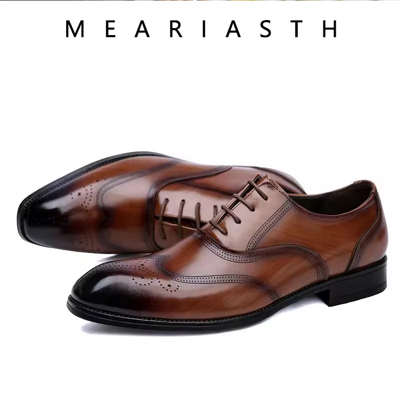 2024 Retro Men Formal Shoes Slip on Men Casual Loafers Brand Moccasin Buckle Brogue Business Formal Men Shoes Spring New Style