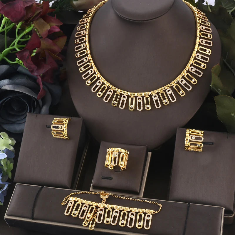 3pcs dubai luxury cubic zirconia wedding jewelry set,Luxury