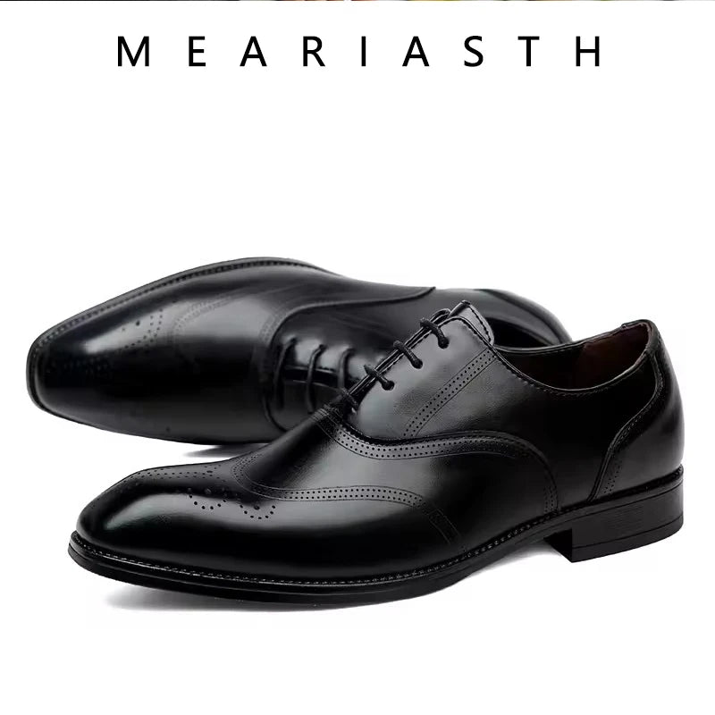 2024 Retro Men Formal Shoes Slip on Men Casual Loafers Brand Moccasin Buckle Brogue Business Formal Men Shoes Spring New Style