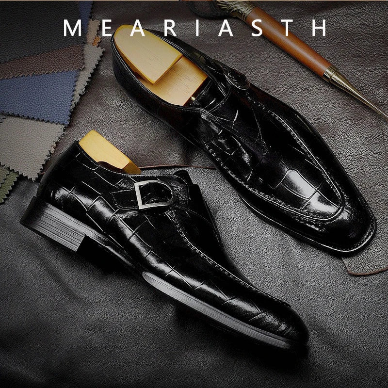 2024 Retro Men Formal Shoes Slip on Men Casual Loafers Brand Moccasin Buckle Brogue Business Formal Men Shoes Spring New Style