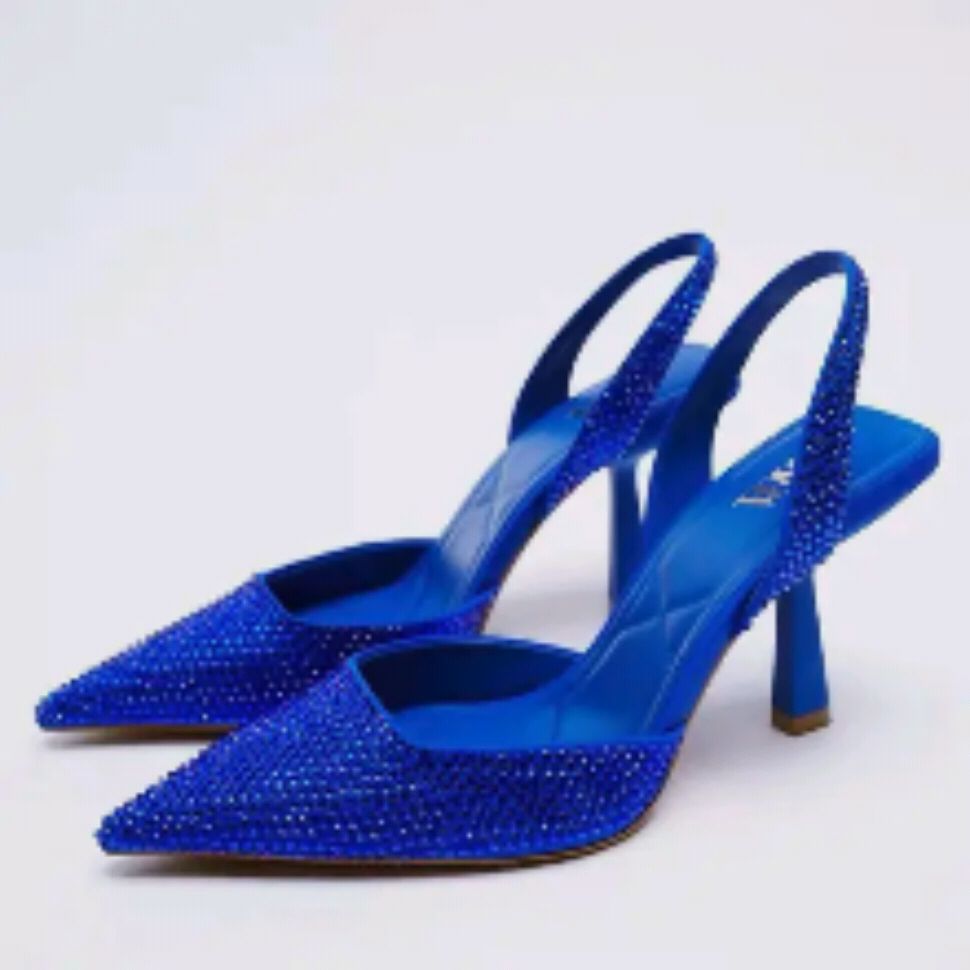 Luxury Blue Rhinestones Shoe