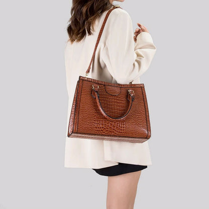 Luxury crocodile pu leather women handbag