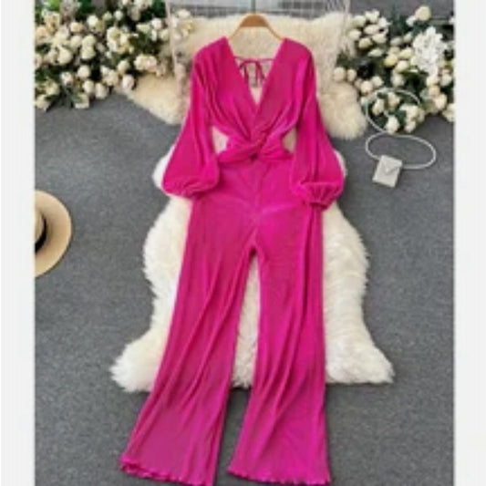 Summer Premium Feeling Long Sleeve Jumpsuit