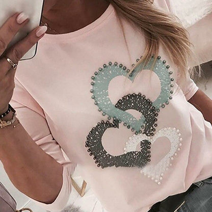 Women Sequins Heart Print Fashion Sweatshirt