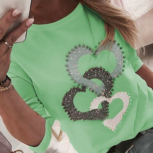 Women Sequins Heart Print Fashion Sweatshirt