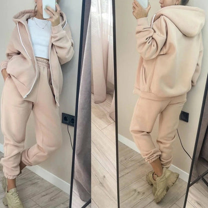 Sweatshirt Tracksuit Casual Loose Zipper Hooded Hoodies And Sweatpants