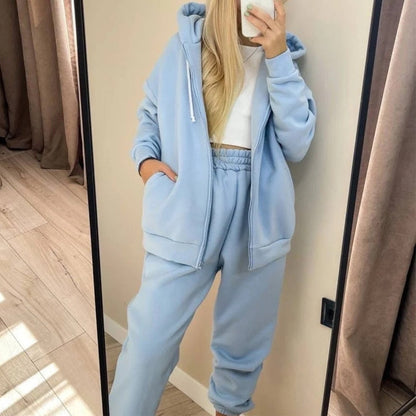 Sweatshirt Tracksuit Casual Loose Zipper Hooded Hoodies And Sweatpants