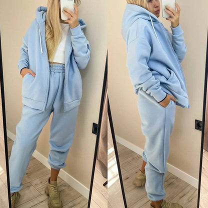 Sweatshirt Tracksuit Casual Loose Zipper Hooded Hoodies And Sweatpants