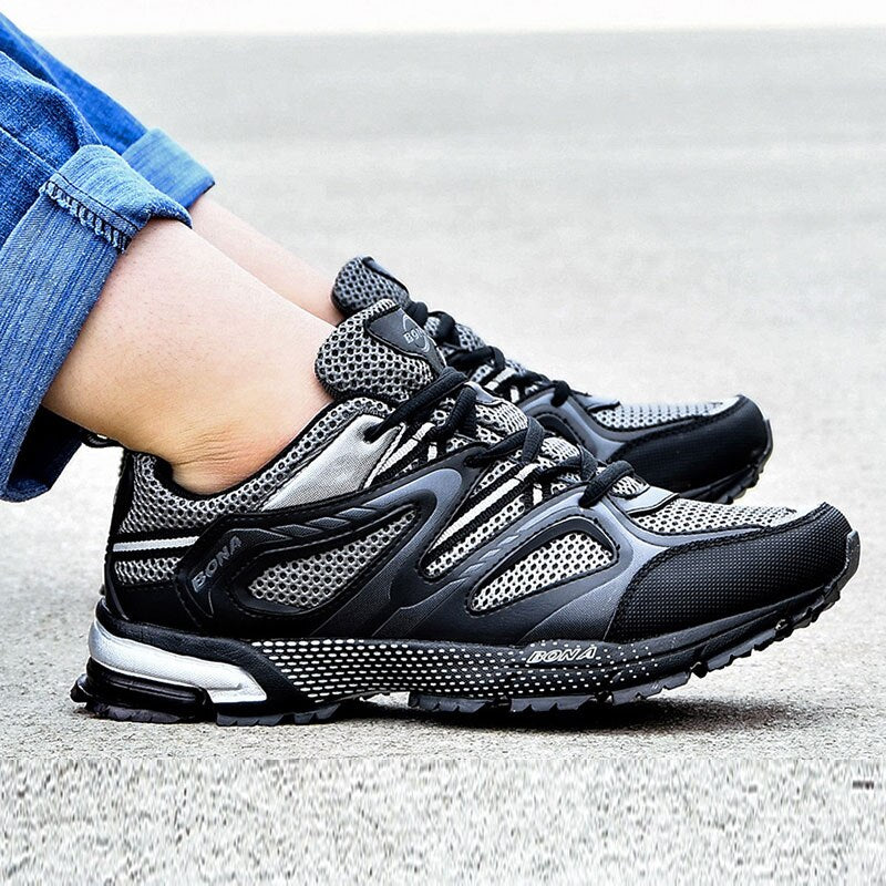 Bona New Arrival Classics Style Men Running Shoes Cow Split Mesh Men