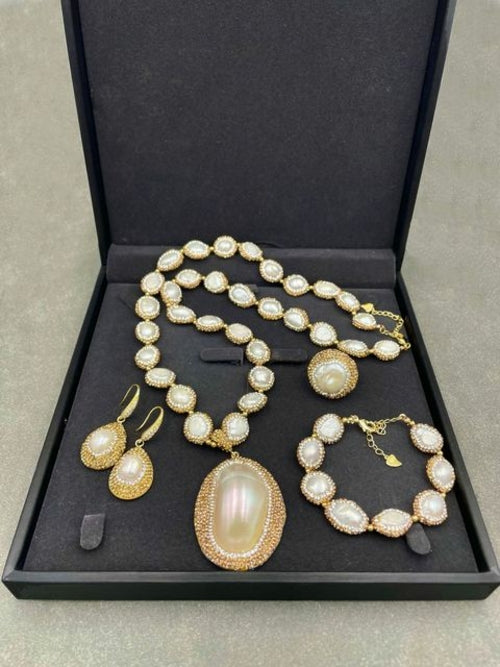 Rhinestone Jewelry Sets Women | Pearl Wedding Jewelry Set | Pearl