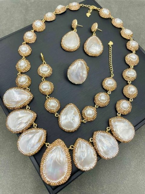 Rhinestone Jewelry Sets Women | Pearl Wedding Jewelry Set | Pearl