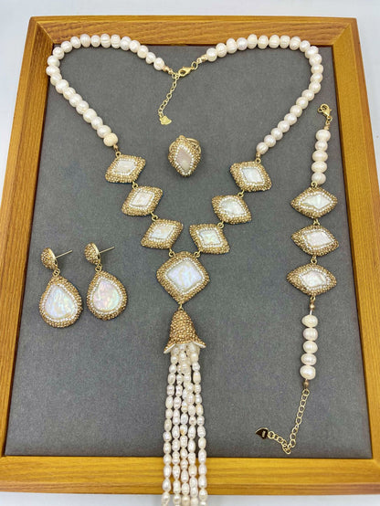 Rhinestone Jewelry Sets Women | Pearl Wedding Jewelry Set | Pearl