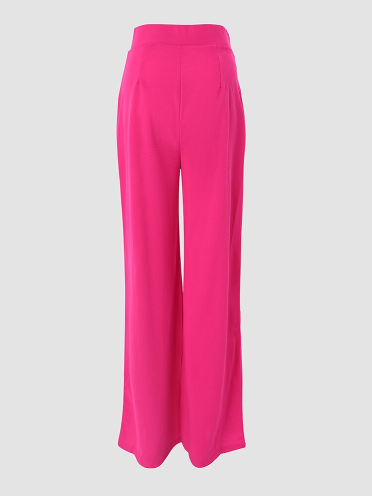 Button Decor High Waist Wide Leg Pants