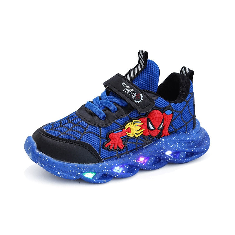 Disney Led Casual Sneakers Red Black For Spring Boys Spiderman Mesh