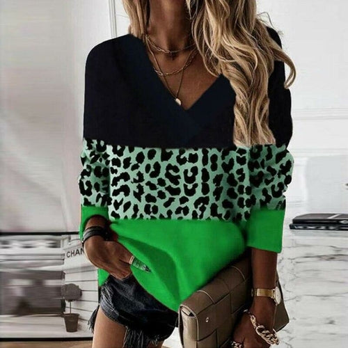 Elegant Leopard Print Patchwork Women Hoodie  Top