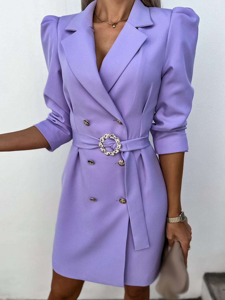 Notched Collar Blazer Straight Dress