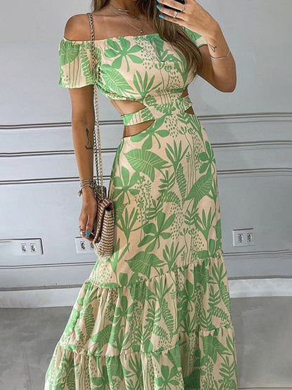 Sexy Off Shoulder Backless Hollow Long Dress