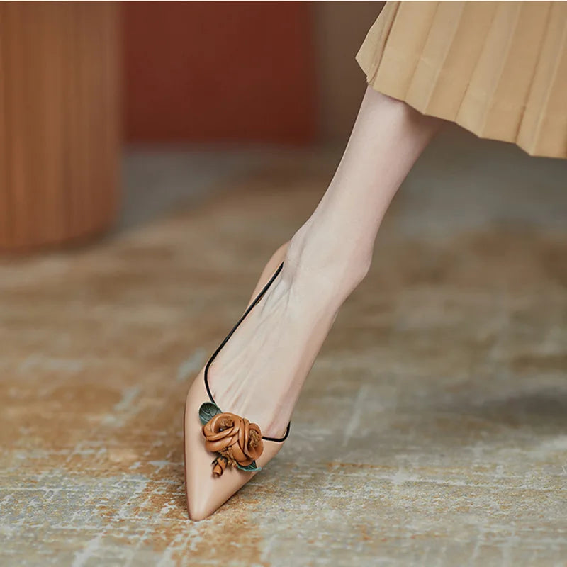 Women Elegant Pointed Toe Kitten Heels Sandals Ladies Casual Dress