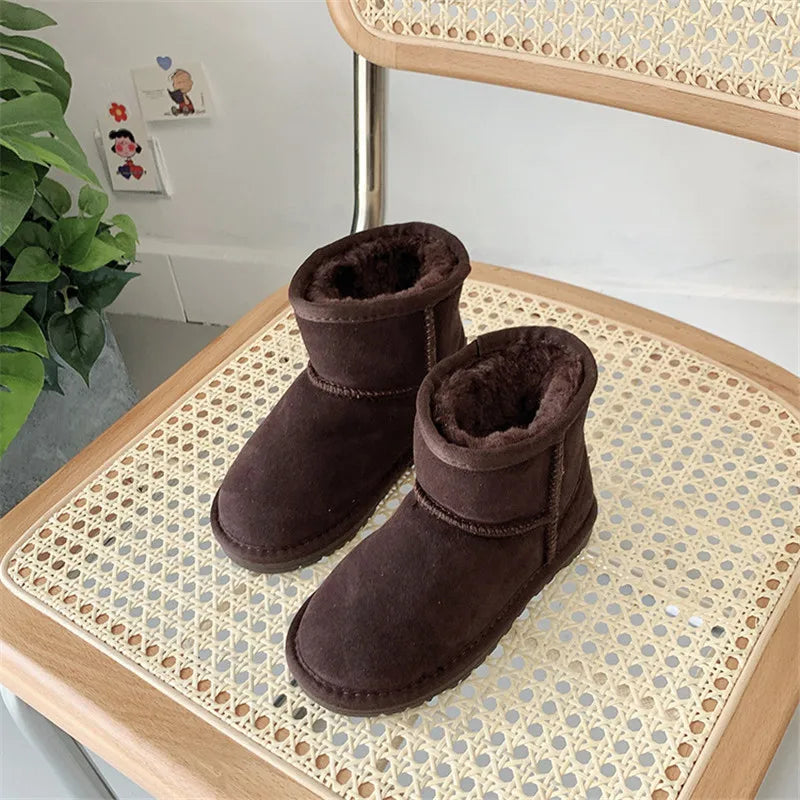 Classic Girls Boys Winter Snow Boots Warm Winter Flat Shoes 2024 New Arrival Australian Children 100% Genuine Leather Shoes