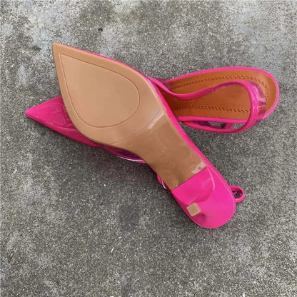 Hot Pink Sandal  Glass Clear Slingback Shoes