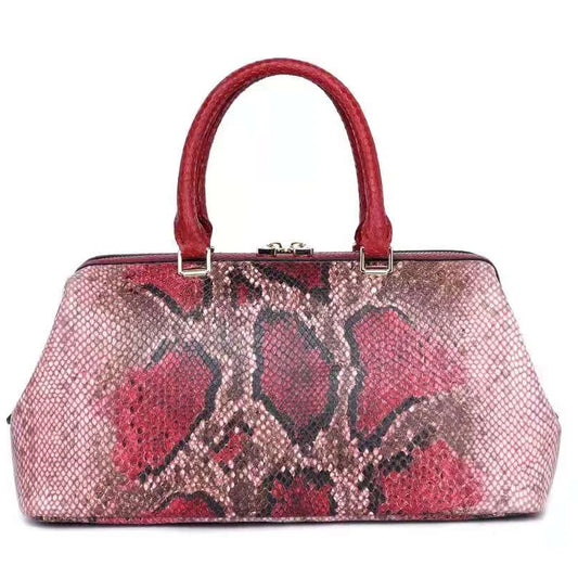 Women real leather Snake Skin Grain Boston Bag Trend Top Handle