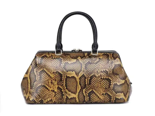 Women real leather Snake Skin Grain Boston Bag Trend Top Handle