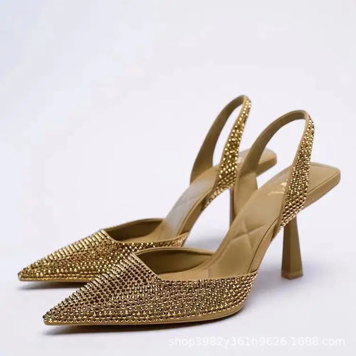 New Female Pointed-toe Rhinestone High Heels Stilettos Women Casual