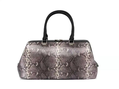 Women real leather Snake Skin Grain Boston Bag Trend Top Handle