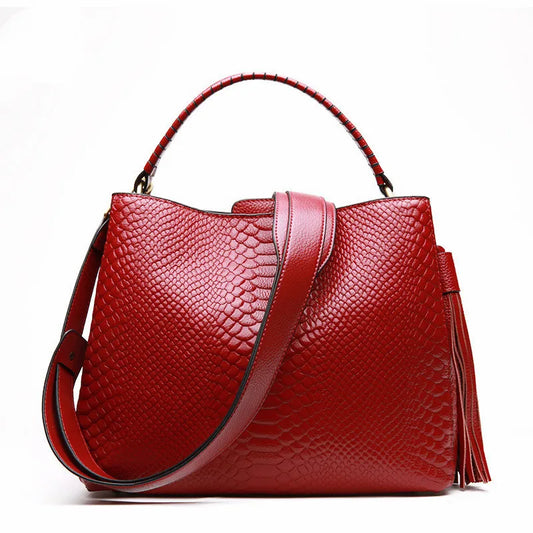 genuine leather 3D snake skin leather bag office handbags for women