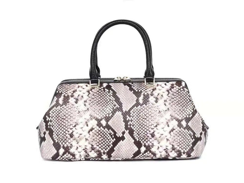 Women real leather Snake Skin Grain Boston Bag Trend Top Handle