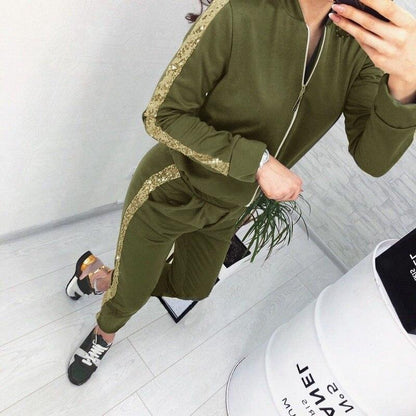 Leisure Sports Suit Personalized Long Sleeve Fitness Suit Stand Collar