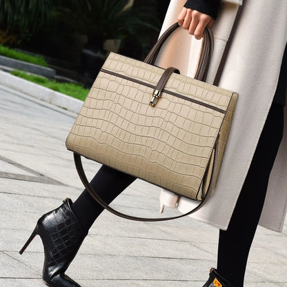 Women Bag Crocodile Pattern Tote Bag Lock