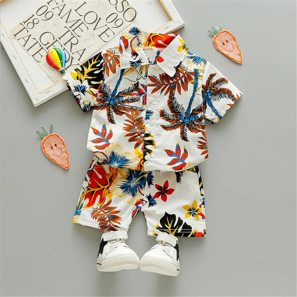 0-5Y Kids Baby Boy Clothes Boho Summer Floral Print Sets 2Pcs Short