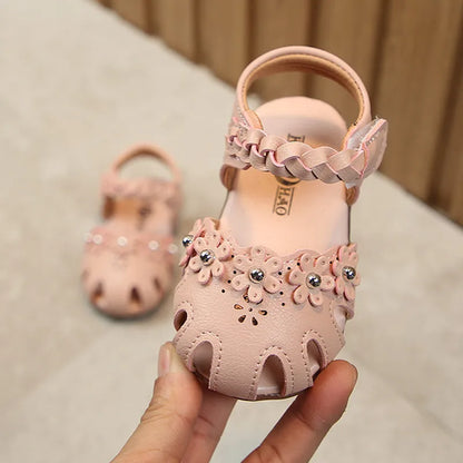 Summer Baby Sandals Girls Soft Bottom Sweet Children Shoes White Pink