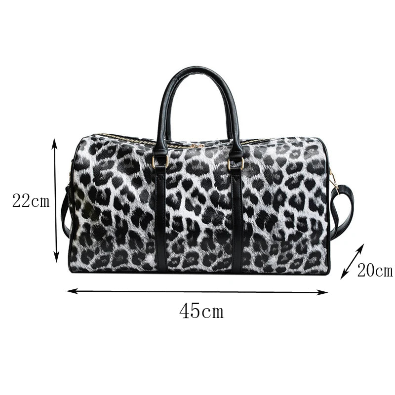 Travel Duffle Bag Leopard Printing PU Leather Duffle bag