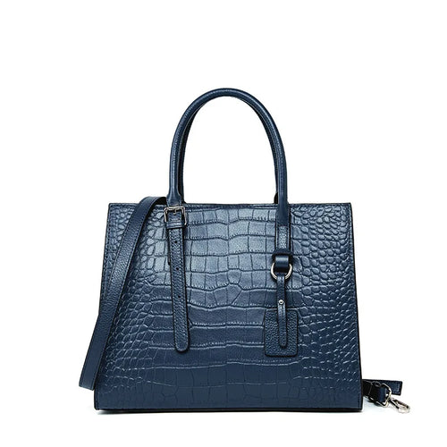 Luxury Women Croc Embossed Genuine Leather Hand Bag