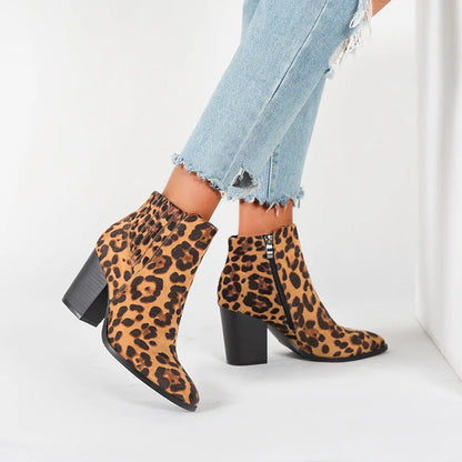 Leopard Short  ankle Boots  for Women