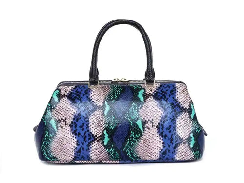 Women real leather Snake Skin Grain Boston Bag Trend Top Handle