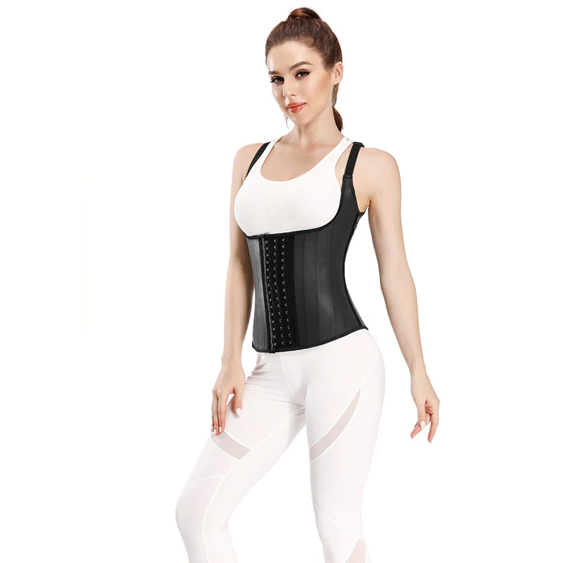 Black Women Corset Vest 25 Steel Bone Gaines Amincissantes Sheath With