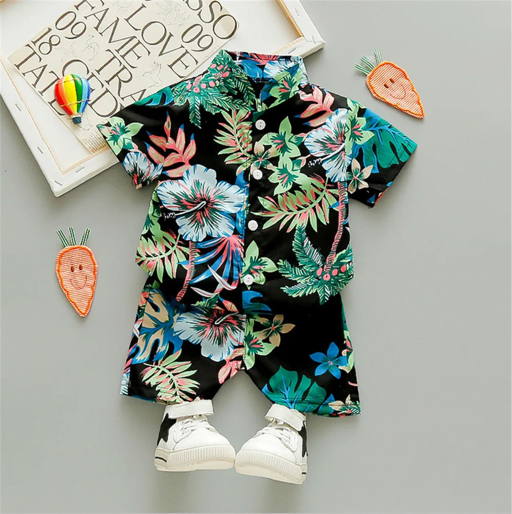 0-5Y Kids Baby Boy Clothes Boho Summer Floral Print Sets 2Pcs Short