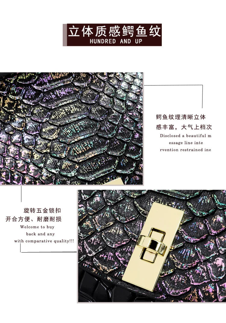 Luxury Pu Leather Femme Sac A Main Women's Crocodile Croc