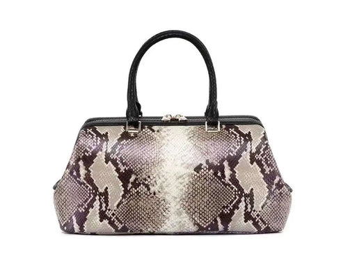 Women real leather Snake Skin Grain Boston Bag Trend Top Handle