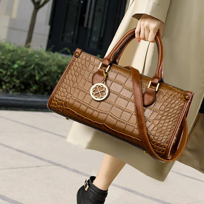 Pu Leather Crocodile Woman Tote Shoulder Hand Bag Ladies