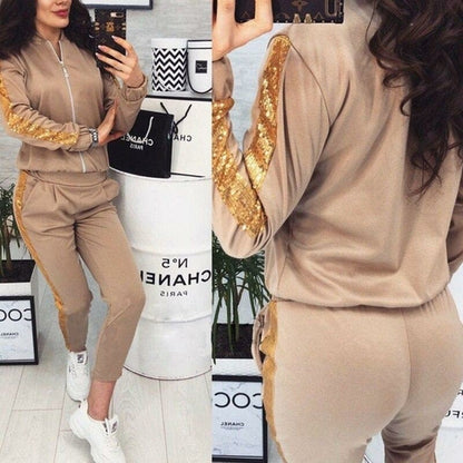 Leisure Sports Suit Personalized Long Sleeve Fitness Suit Stand Collar