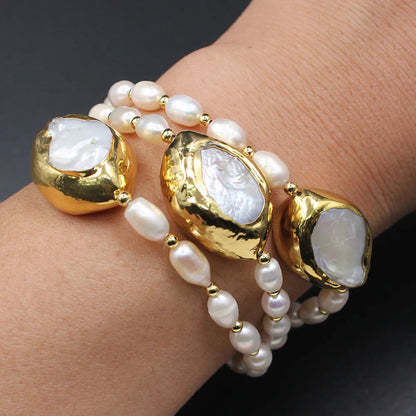 Jewelry 3 Strands Cultured White Rice Freshwater Pearl White