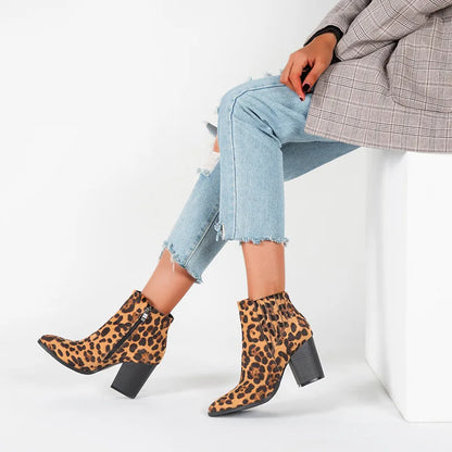 Leopard Short  ankle Boots  for Women