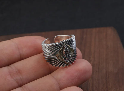 BOCAI Sterling Siliver S925 Rings for Men New Fashion Virgin Mary Opening  Adjustable Pure Argentum Hand Ornaments Amulet