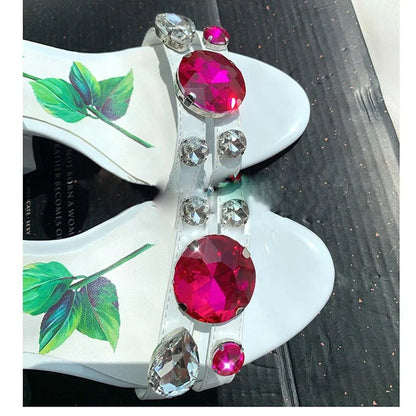 luxury women rhinestone thick heels sandal