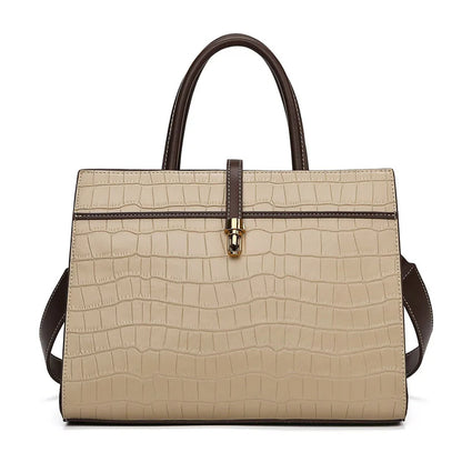 Women Bag Crocodile Pattern Tote Bag Lock