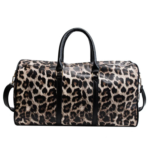 Travel Duffle Bag Leopard Printing PU Leather Duffle bag